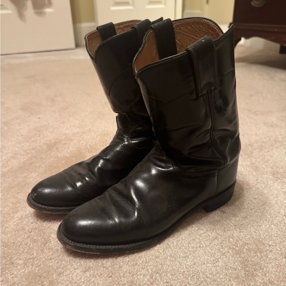 Vintage Black Leather Justin Roper Boots